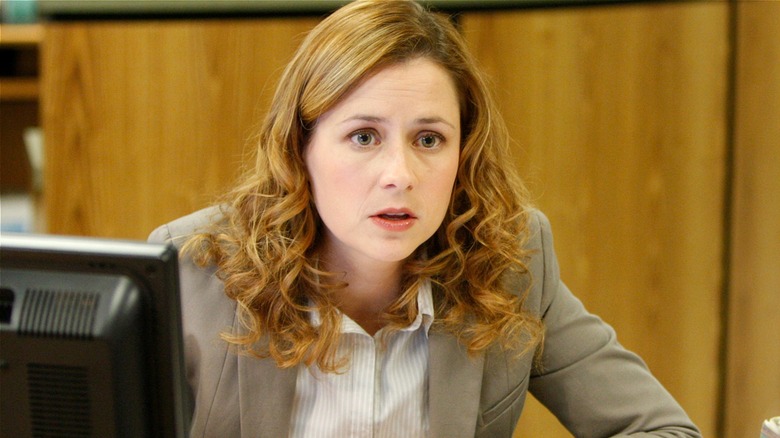 Pam looking distraught in The Office