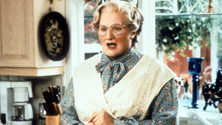 Mrs. Doubtfire talks in kitchen