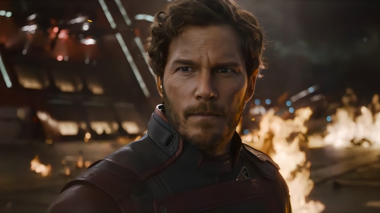 Star Lord looks on seriously