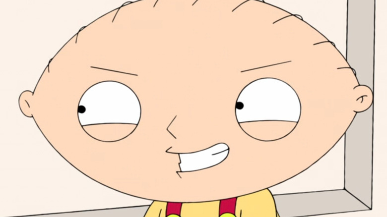 Stewie smiling evilly in Family Guy 