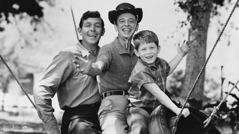 Andy Griffith, Don Knotts, and Ron Howard smiling
