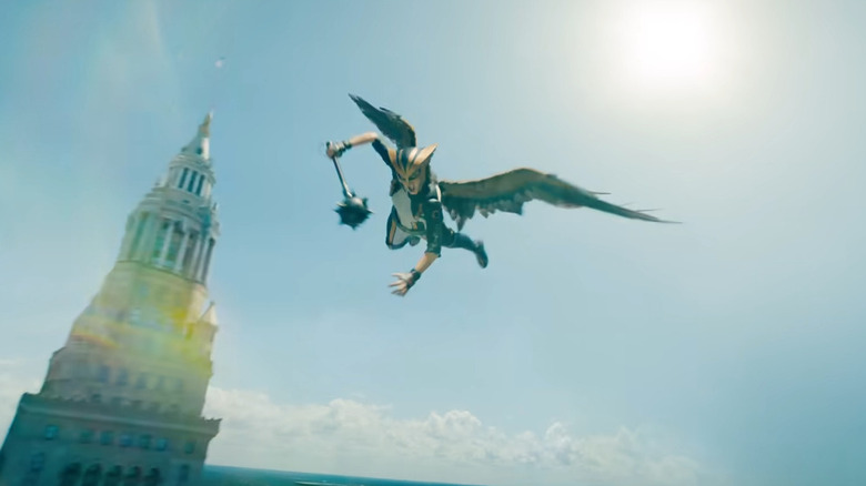 Hawkgirl flying in Superman