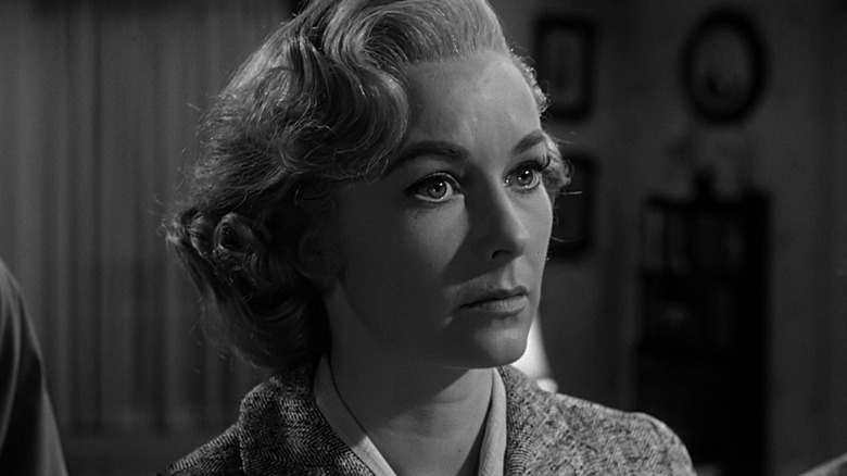 Lila Crane wearing coat