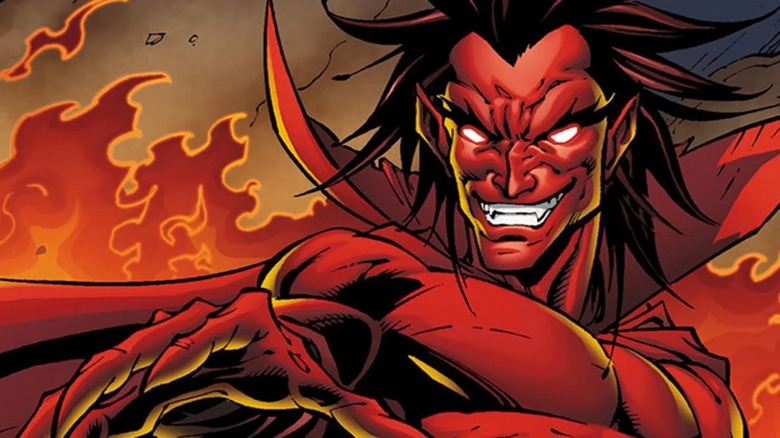 Mephisto grinning and stretching out his hand