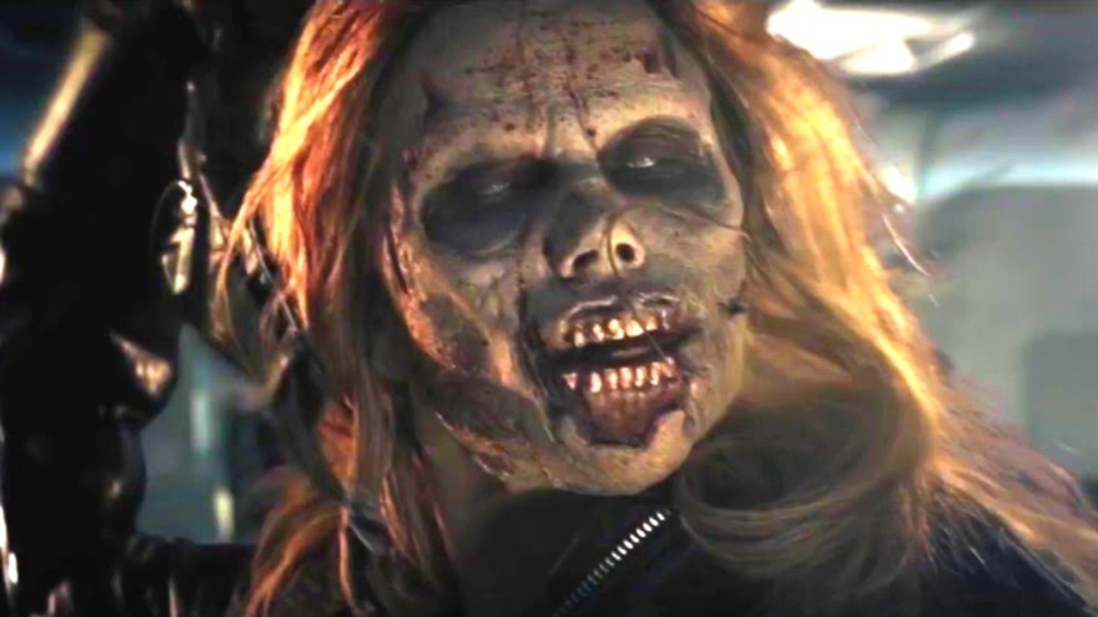 A zombie holds a weapon in Sky Sharks