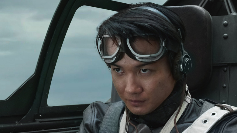 Kōichi Shikishima glaring intensely in the cockpit of a plane in Godzilla Minus One (2023)