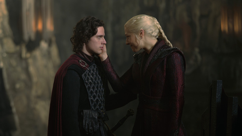 Rhaenyra caressing Jace's face on House of the Dragon