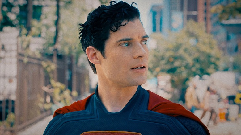 Superman glancing to the side in 