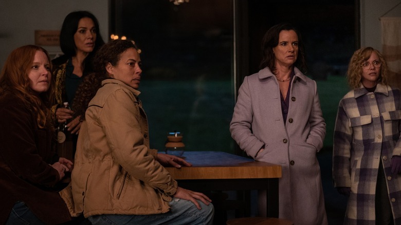 Van Lottie Taissa Nat and Misty looking confused in Yellowjackets