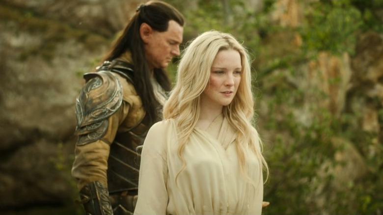 Galadriel and Gil-galad standing in front of a rock wall in Season 2 of "The Rings of Power" (2022-present)