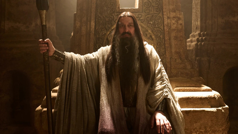 The Dark Wizard on his throne in Season 2 of "The Rings of Power" (2022-present)