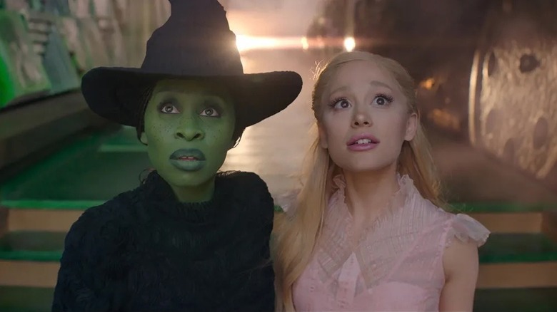 Elphaba and Glinda looking up in Wicked
