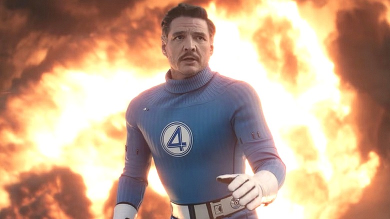 Mr. Fantastic in front of an explosion in Fantastic Four: First Steps