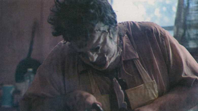 Leatherface works in his kitchen in 