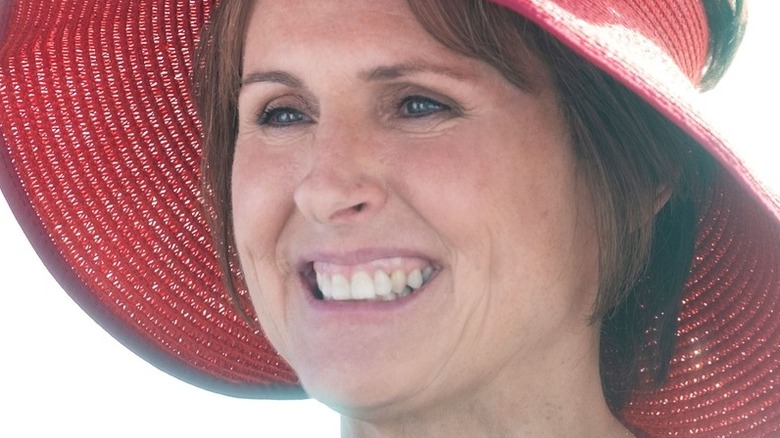 Pat looking delighted in close-up