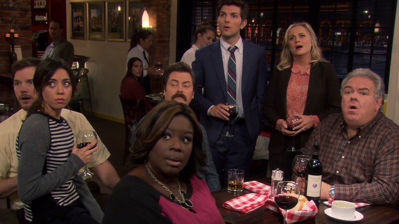 Parks and Rec crew looking shocked