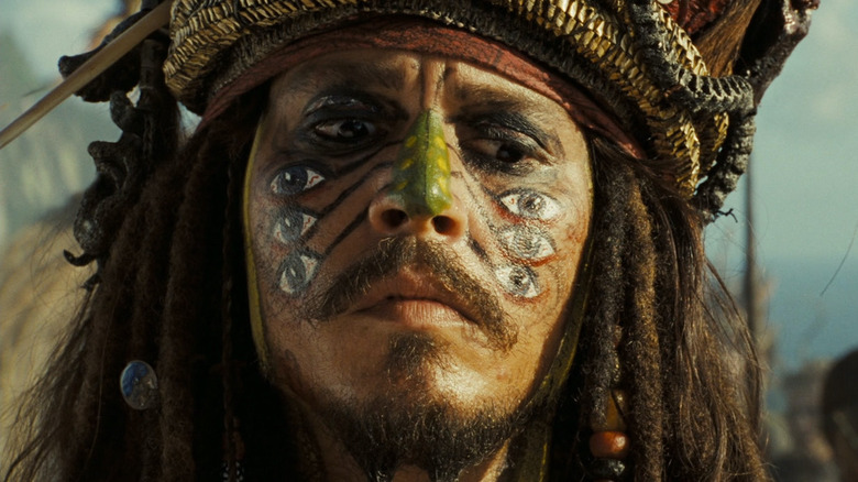 Pirates of the Caribbean Dead Man's Chest Jack Sparrow wears makeup