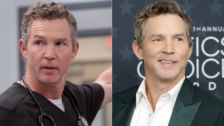 Abbot looking concerned on The Pitt and Shawn Hatosy