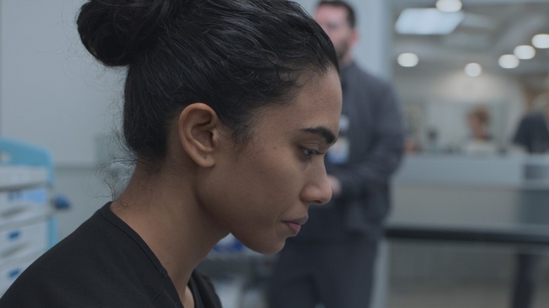 Dr. Mohan looking sad on The Pitt