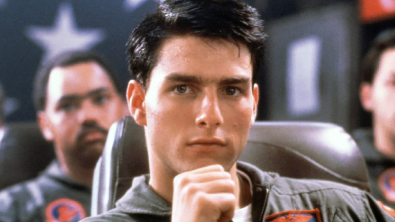 Maverick looks thoughtful in Top Gun