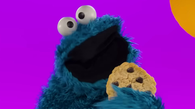 Cookie Monster eating cookie
