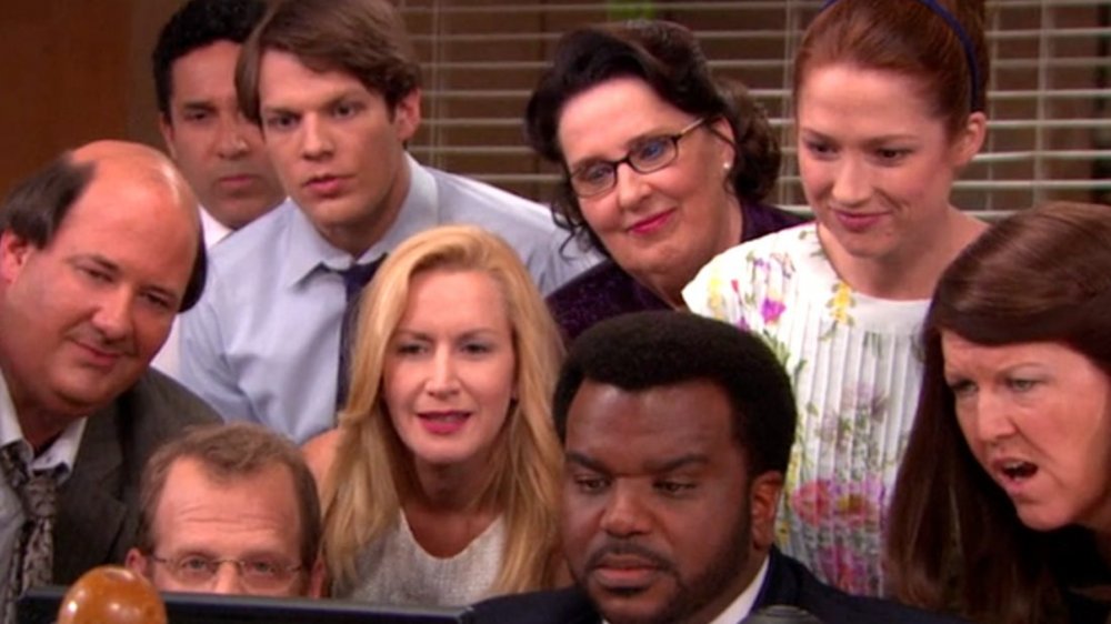 The Office cast reacts to Andy's finale speech