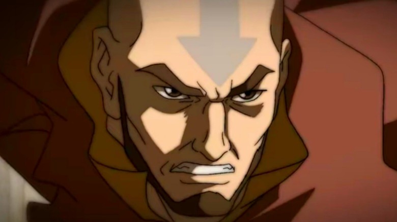 Aang gritting his teeth