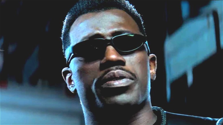 Wesley Snipes wearing sunglasses as Blade