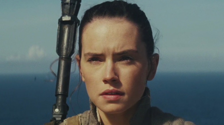 Rey looking out in Star Wars