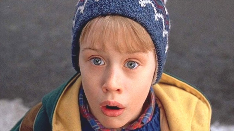 Macaulay Culkin looking up as Kevin in Home Alone