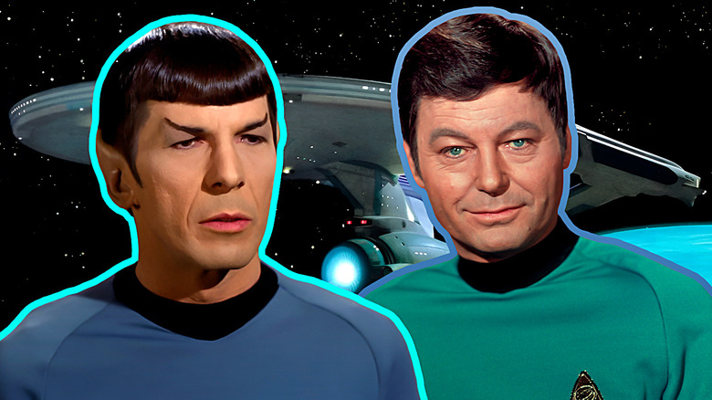 Spock next to Bones