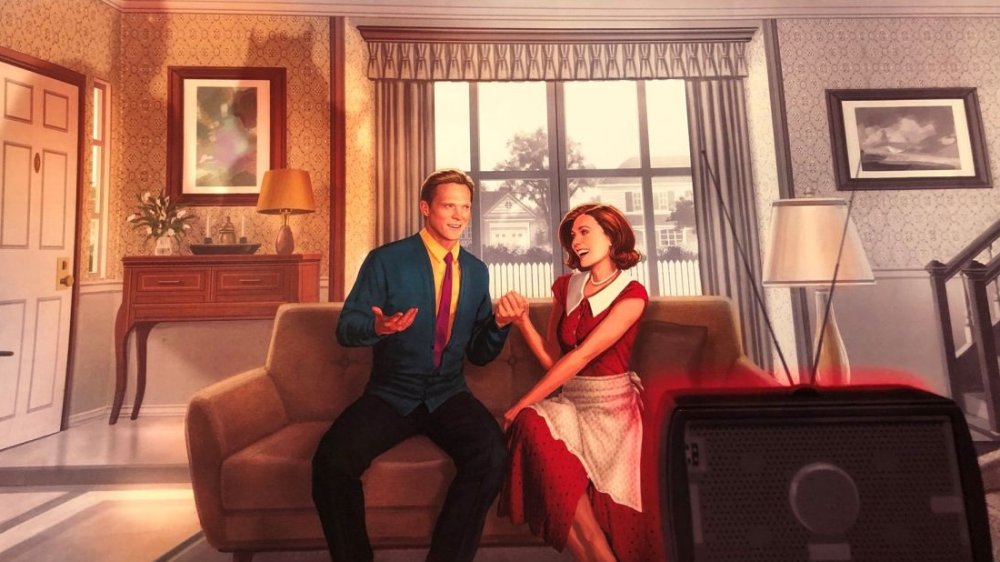 Paul Bettany and Elizabeth Olsen in promo art for the Disney+ series Wandavision