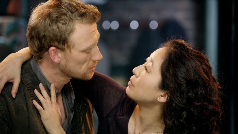 Owen Hunt and Cristina Yang embrace on Grey's Anatomy