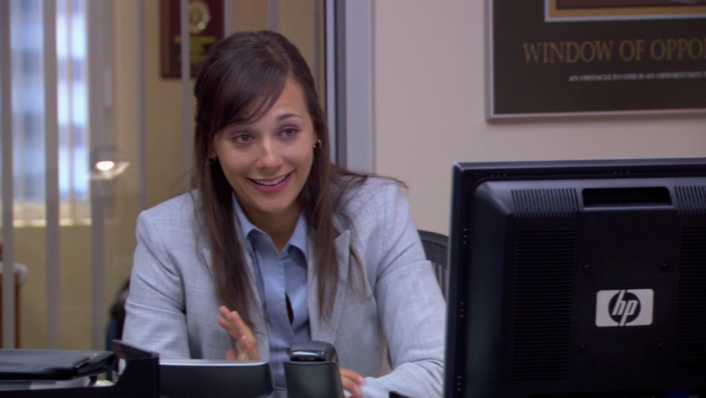 Karen Filippelli (Rashida Jones) at the computer on The Office