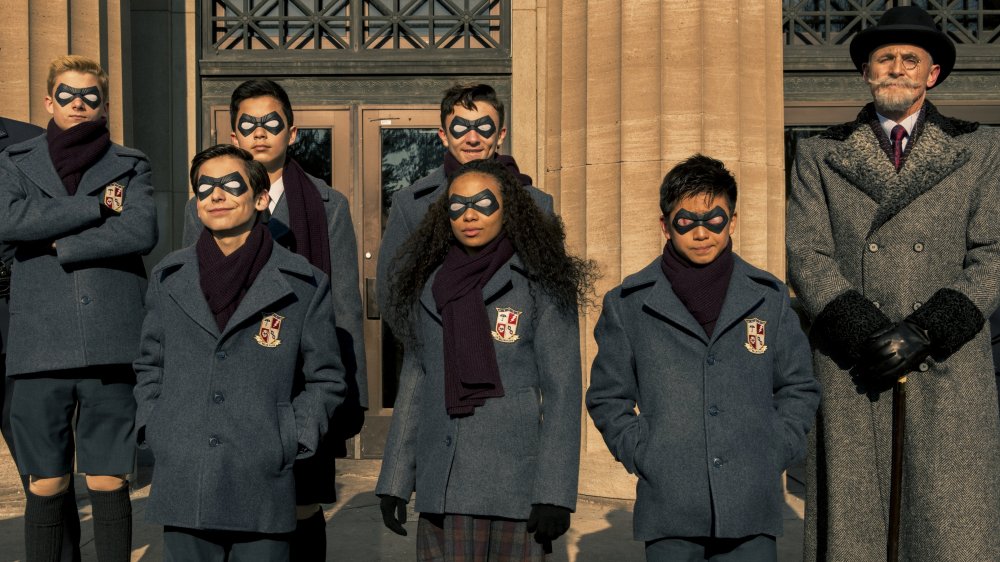 Cameron Brodeur, Blake Talabis, Eden Cupid, Dante Albidone, Aidan Gallagher, and Ethan Hwang as the young Umbrella Academy