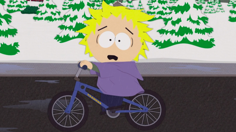 Tweek on South Park screaming and fleeing from Mr. Garrison/Donald Trump