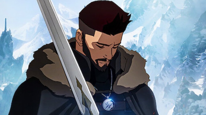 Vesemir looking solemn near mountains