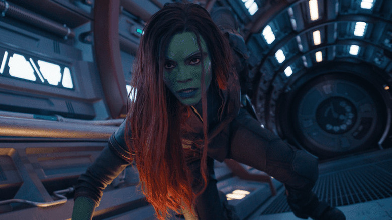 Gamora getting up off the floor in "Guardians of the Galaxy Vol. 3" (2023)