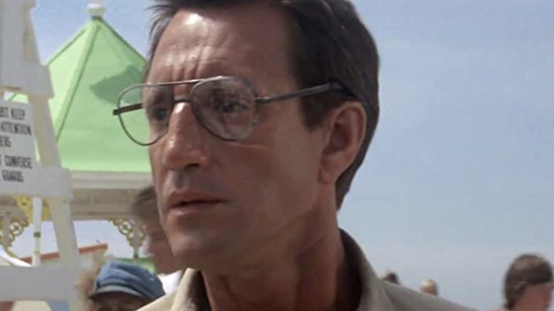 Roy Schneider in police uniform on beach in Jaws