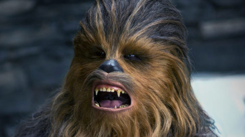 Chewbacca roaring loudly