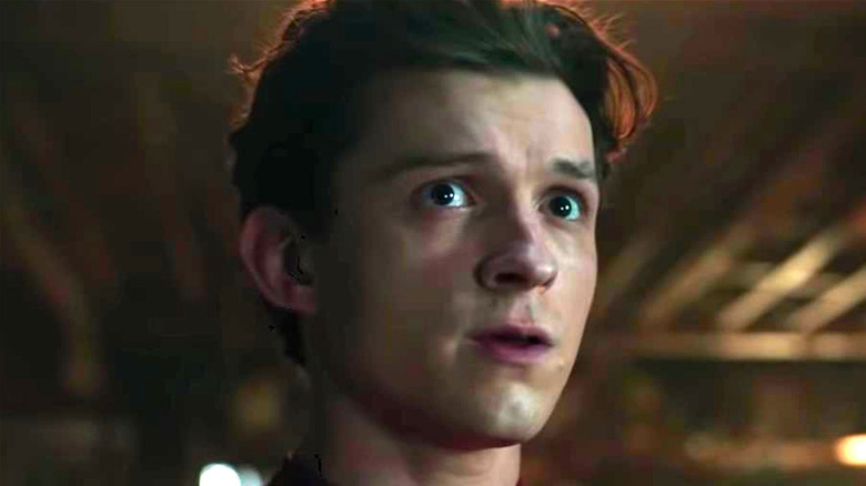 Tom Holland looking scared in Spider-Man: No Way Home