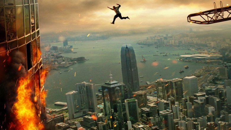 Dwayne The Rock Johnson on Skyscraper poster