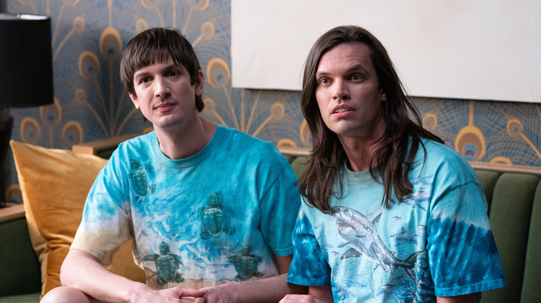 Craig and Trevor listening intently in Dicks: The Musical (2023)