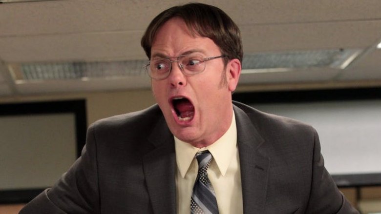 Rainn Wilson as Dwight Schrute on The Office screaming