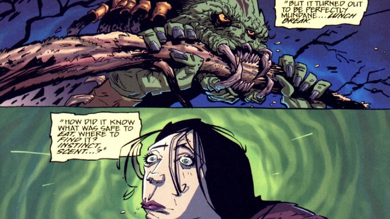 Maya observing a Predator eating roots in Predator: Homeworld