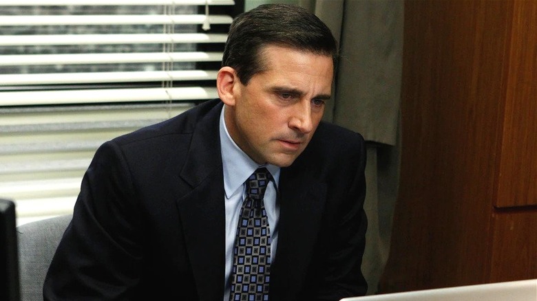 Michael Scott frowning at computer 
