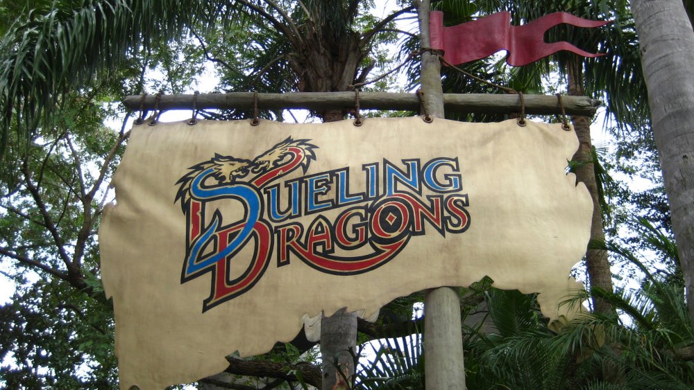 The sign for Dueling Dragons that used to be at Universal Studios Orlando