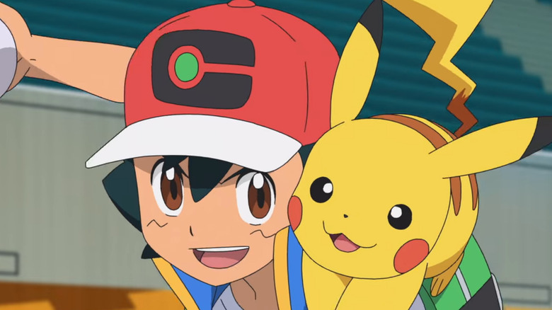 Pikachu on Ash's shoulder