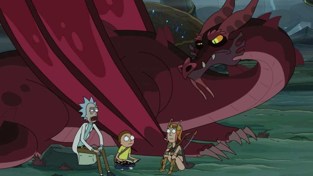 Rick meets with a dragon in season 4 of Rick and Morty