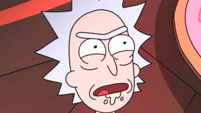 Rick Sanchez with ice cream on face in Rick and Morty